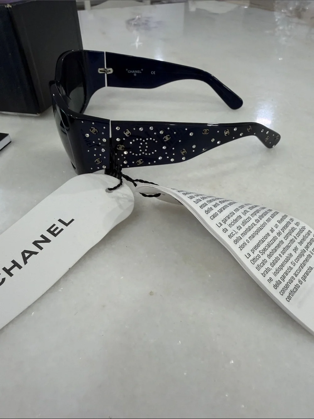 CHANEL Black Women's Sunglasses with Studded Temple Detail brand new with box